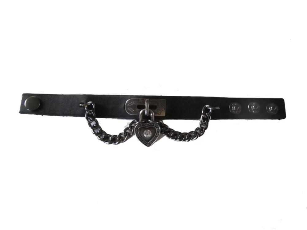 Läderarmband med hjärta och kedja - Bild 2