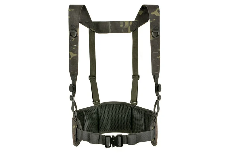 Taktisk patruljebælte med seler, MOLLE laser-cut – Multicam Black - Bild 1