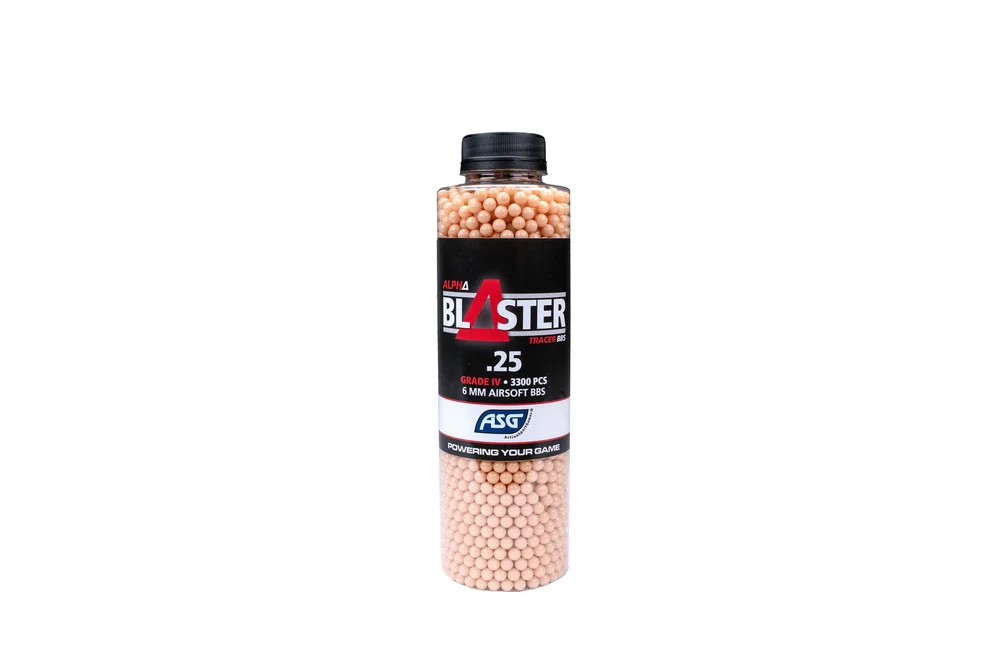 Alpha Blaster Red Tracer kugler, 0,25 g, 3300 stk. – flaske Alpha Blaster Red Tracer kugler, 0,25 g, 3300 stk. – flaske