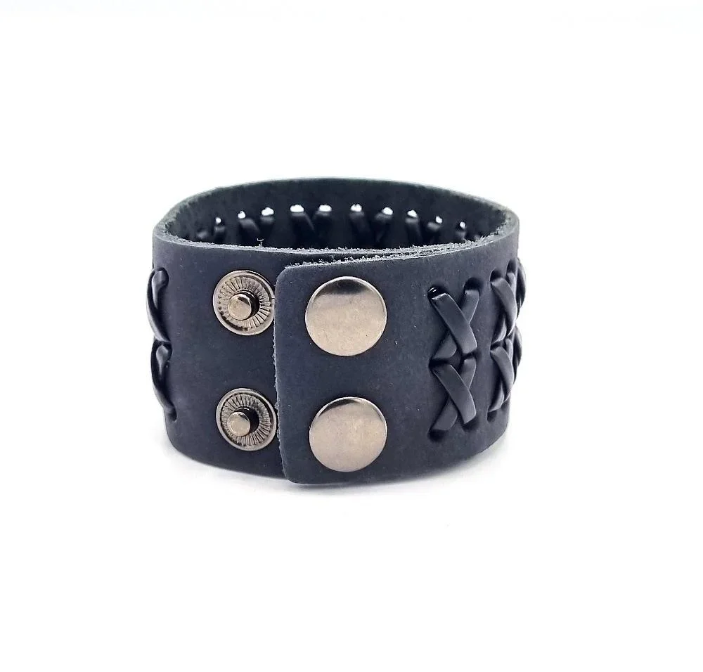 Svart läderarmband - Bild 2