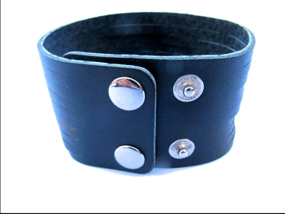 Läderarmband flätat - svart läder - Bild 2