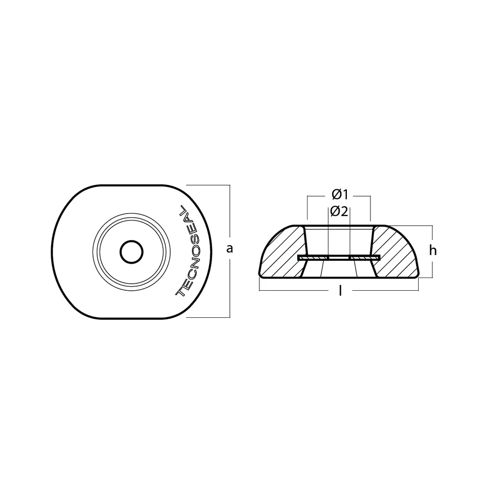Disk anod, Ø110mm med stålarmering, typ: UK, T00102UKMG - Bild 2