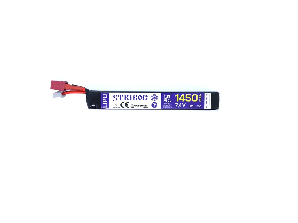 Delta Armory 7.4V Li-Po battery 1450mAh, 30C, single stick, T-plug Delta Armory 7.4V Li-Po battery 1450mAh, 30C, single stick, T-plug