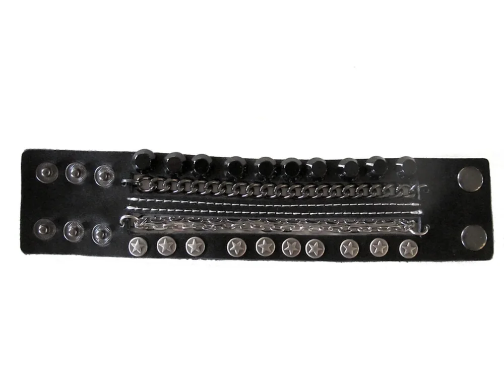 Läderarmband med nitar och kedjor - Bild 2