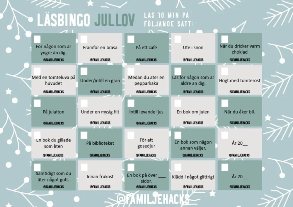 Läsbingo: Jullov