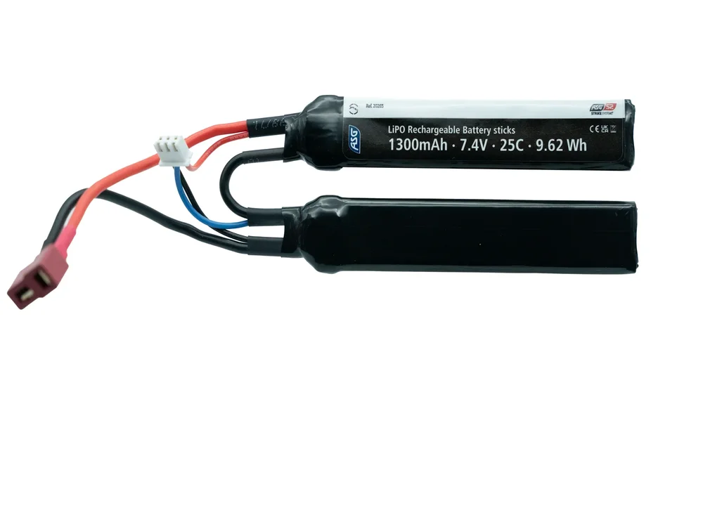 7.4v Li-Po Battery 1300 mAh, 25C, 2 stick, T-Plug 7.4v Li-Po Battery 1300 mAh, 25C, 2 stick, T-Plug