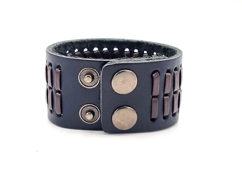 Svart och brun läderarmband - Bild 2