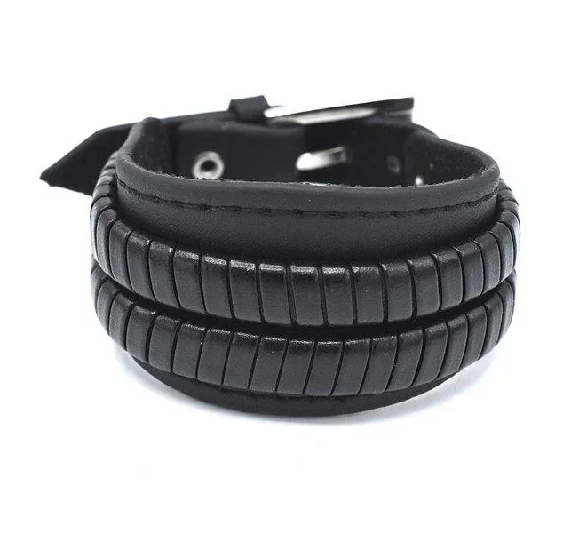 Svart läderarmband stilren - Bild 1