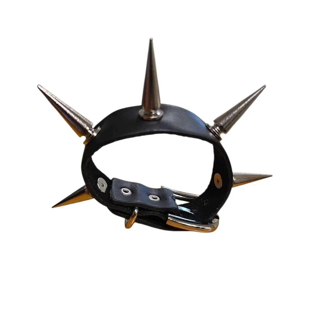 Svart läderarmband med extra långa spikes – Justerbart - Bild 3