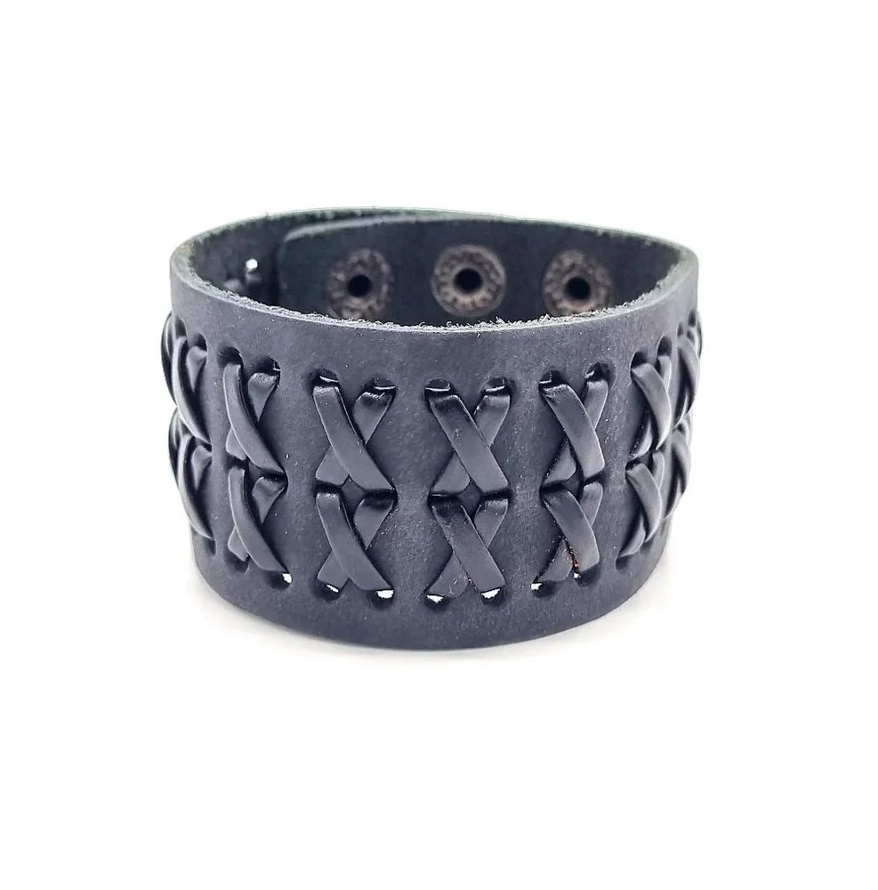 Svart läderarmband - Bild 1