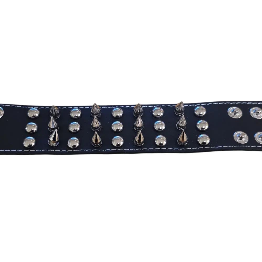 Läderarmband med Spikar och Runda Nitar – Svart - Bild 2