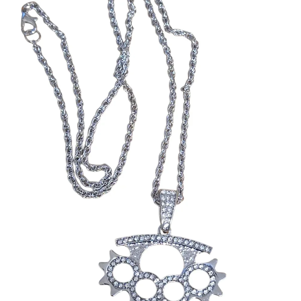 Silverfärgat Knogjärn Halsband med Strass - Bild 1
