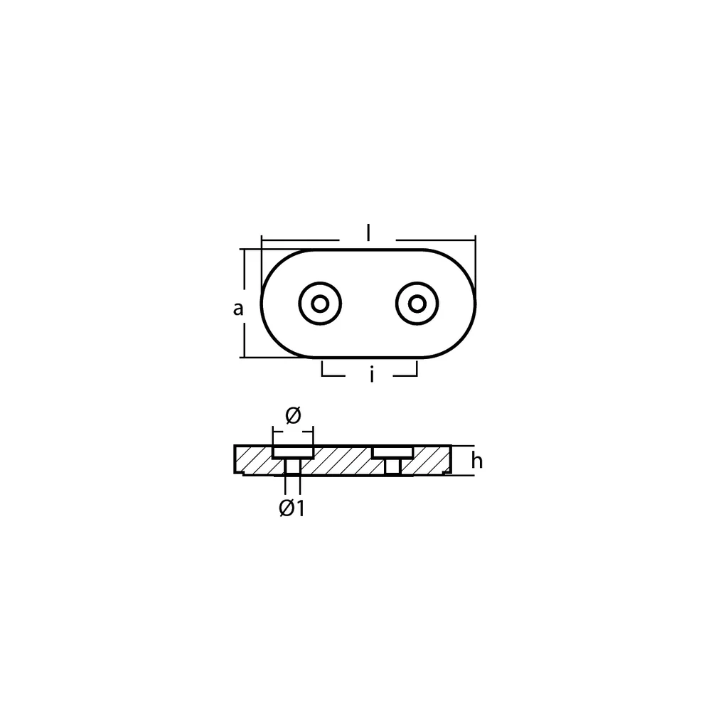 Zinkanod Kamewa Block, 173*87*23mm, c-c80mm 10108230, R802454 - Bild 3