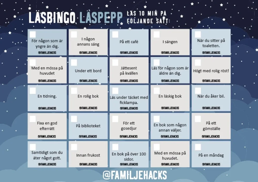 Läsbingo: Läspepp Läsbingo: Läspepp