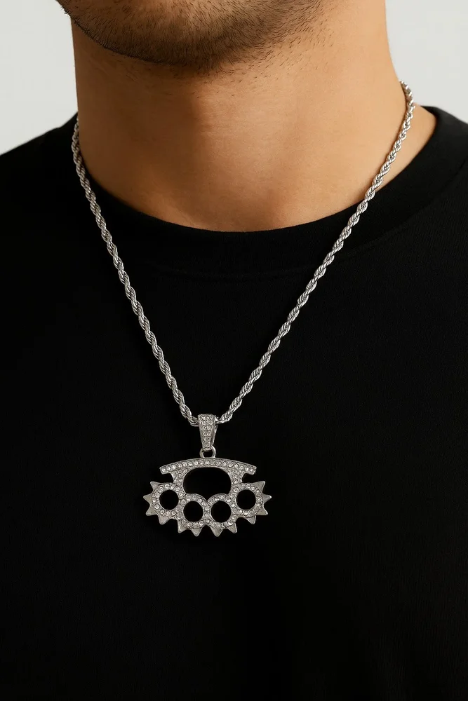 Silverfärgat Knogjärn Halsband med Strass - Bild 3