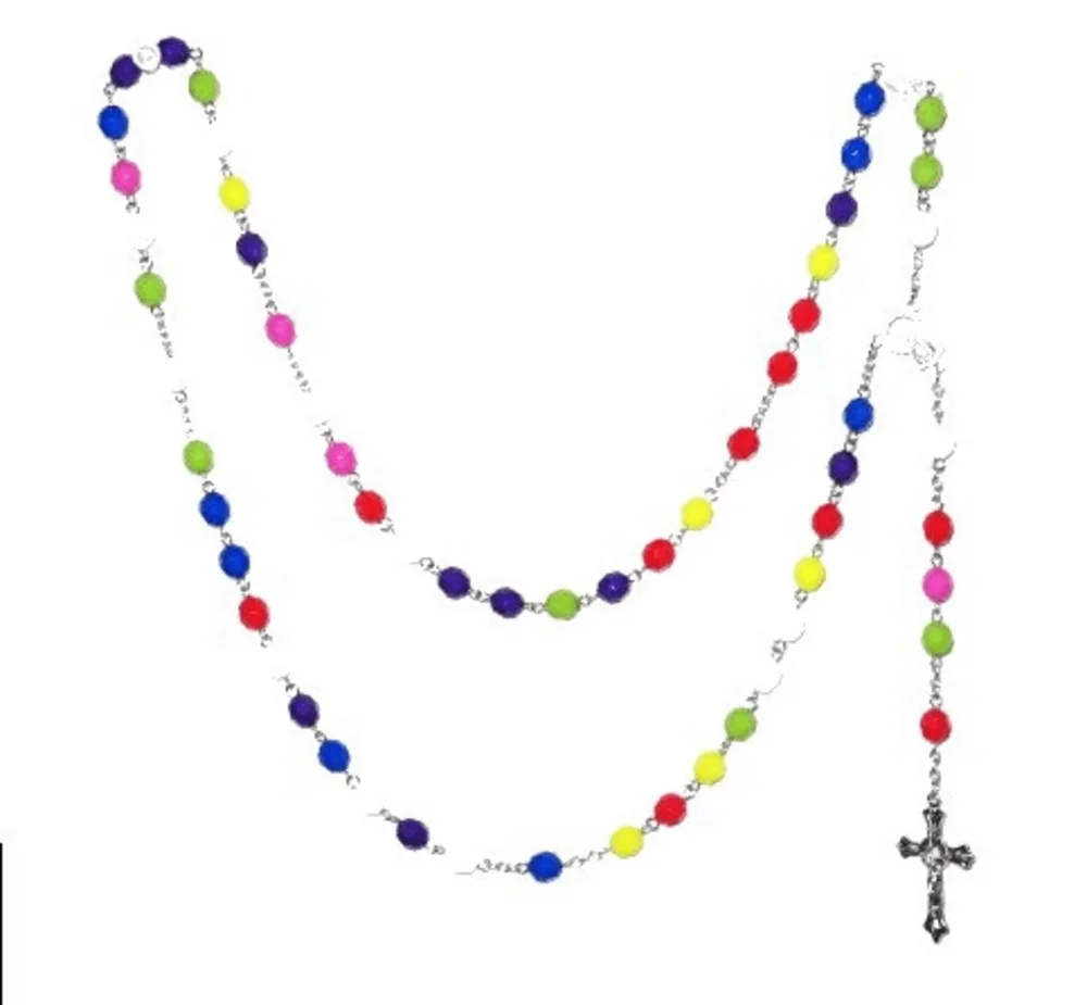 Radband / Kors halsband flerfärgade pärlor