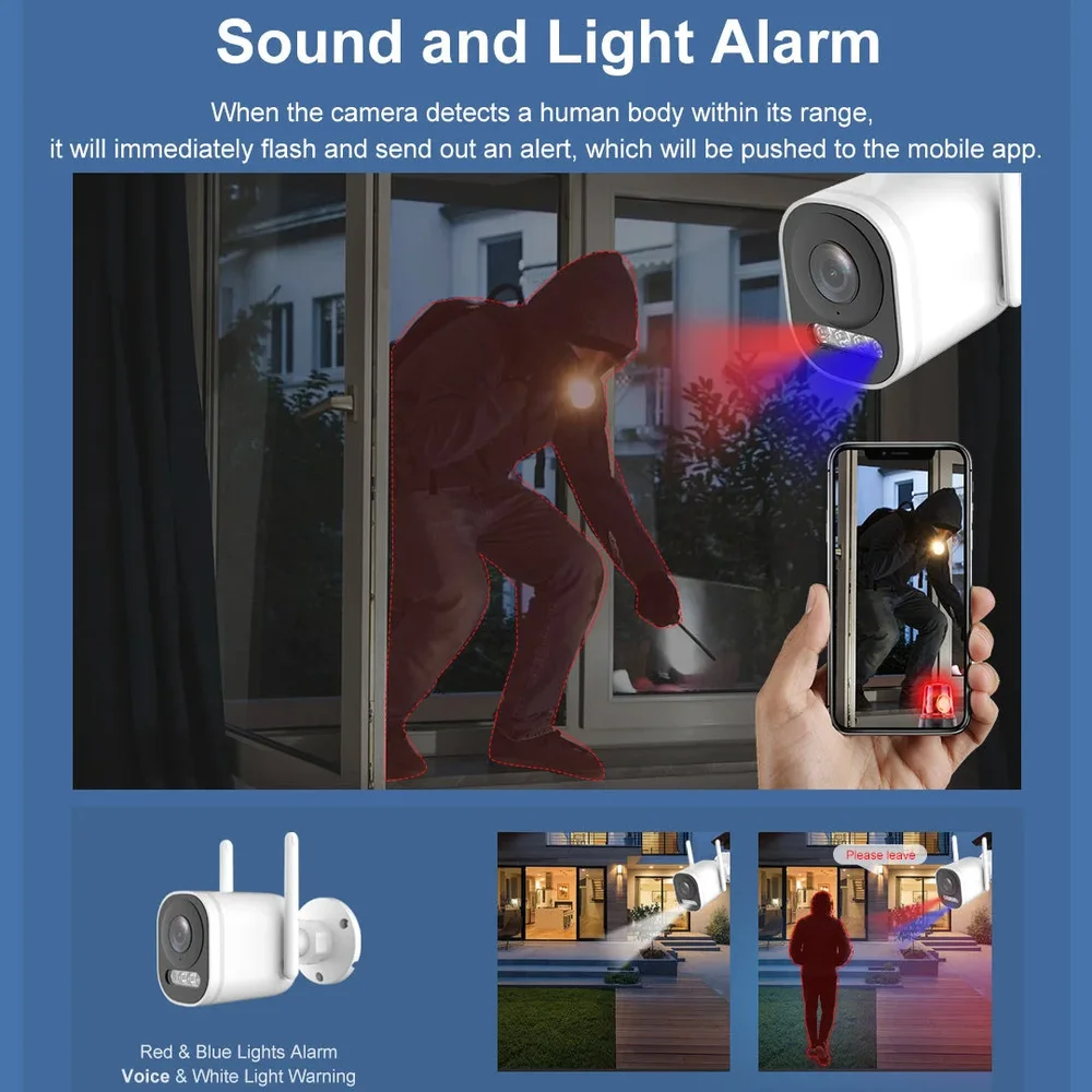AI EXTRA  5MP Trådlöst Övervaknings kit  4Kameror med 2vägs Audio 1TB HD - Bild 2