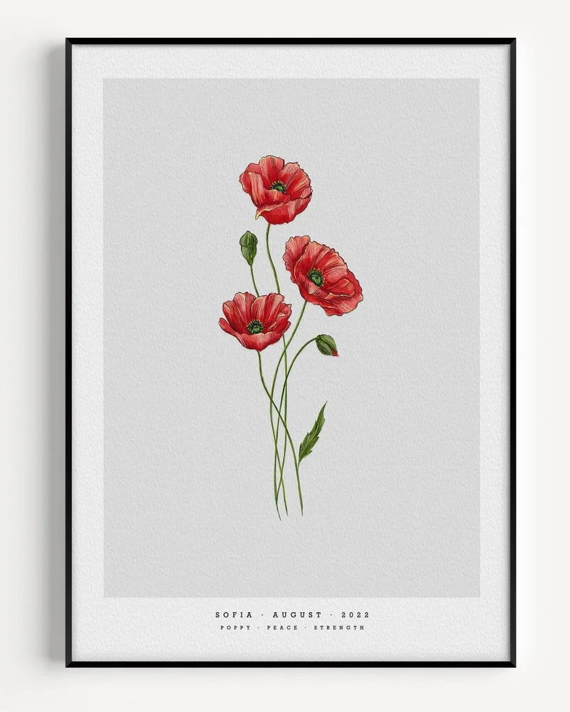 Personlig poster med månadsblomma
