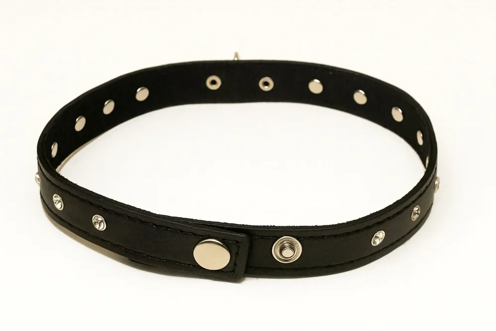 Svart choker med strassdetaljer och metallring - Bild 2