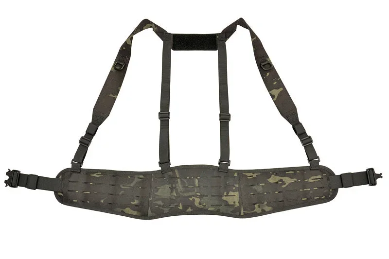 Taktisk patruljebælte med seler, MOLLE laser-cut – Multicam Black - Bild 2