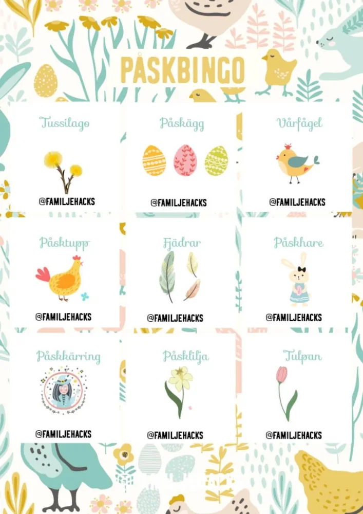 Bingo: Påsk Bingo: Påsk