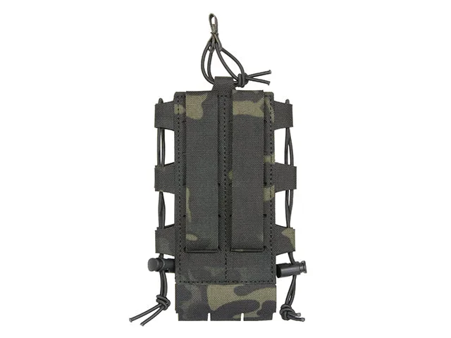 Justerbar radio- og flaskelomme med shockcord, laser-cut – Multicam Black - Bild 2
