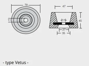Zinkanod Vetus, motor, 11-46mm hål 0.971KG/2.14LB, R803503 - Bild 2