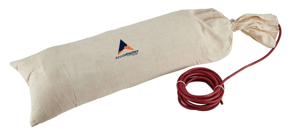 MAGNESIUM ANOD I BACKFILL 7.7KG/17lbs, 1.7V, inkl 5m, 10mm2 röd XLPE/PVC - Bild 1