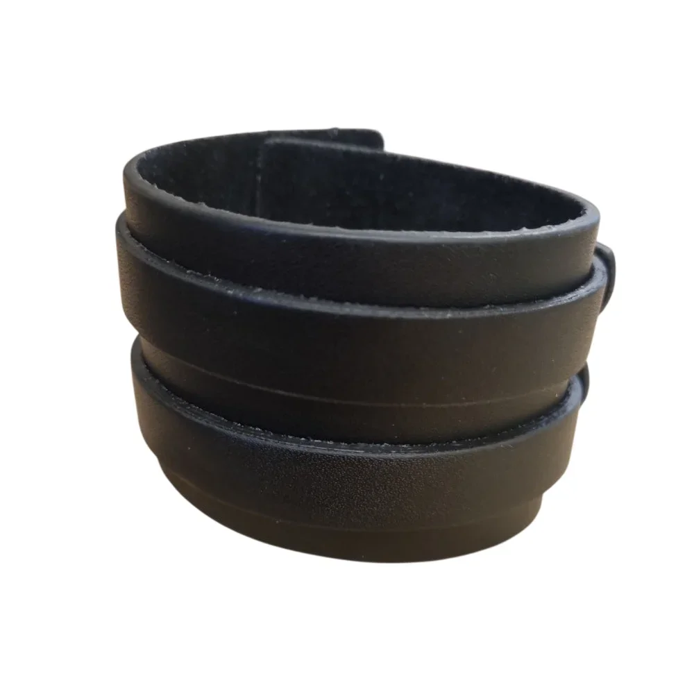 Svart läderarmband med dubbelrem - Bild 3