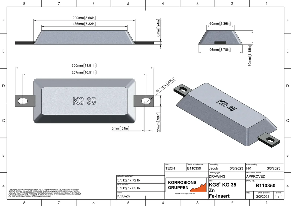 Zinkanod TYP 35 - 220*96*30, B110350 - Bild 2