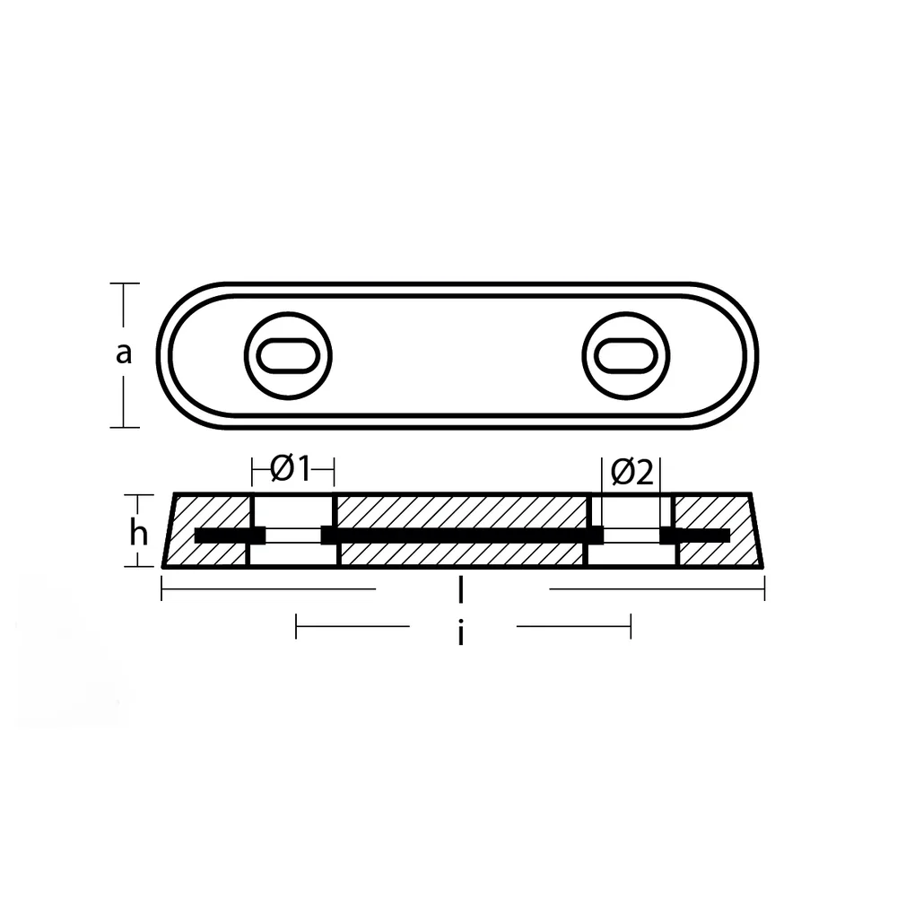 Aluminiumanod VETUS 25, 247×63×30mm, hålavstånd 140mm – T00221AL - Bild 2