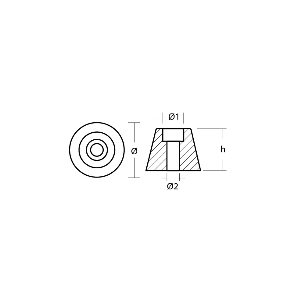 Aluminiumanod Sidepower - Sleipner propeller nut SP30/40 Ø26 H.20 - Bild 3