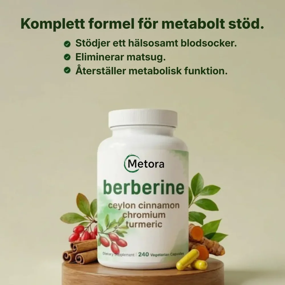 Metora® | 4-i-1 Berberinkomplex – Med berberin, ceylonkanel, krom och gurkmeja för balanserat blodsocker, hälsosamma A1C-nivåer och jämn energi hela dagen - Bild 1
