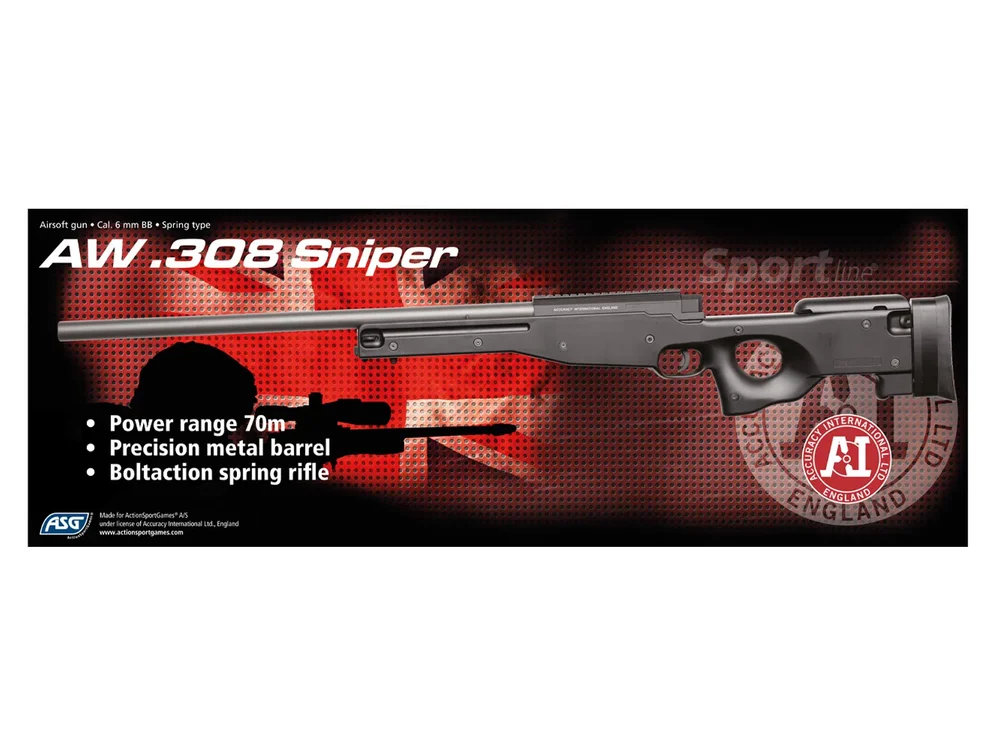 Airsoftriffel, SL, fjeder, AW 308 sniper, sort - Bild 2
