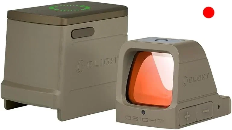 OLIGHT OSIGHT rødpunktsigte med rød 3 MOA dot og ladecover, Tan OLIGHT OSIGHT rødpunktsigte med rød 3 MOA dot og ladecover, Tan