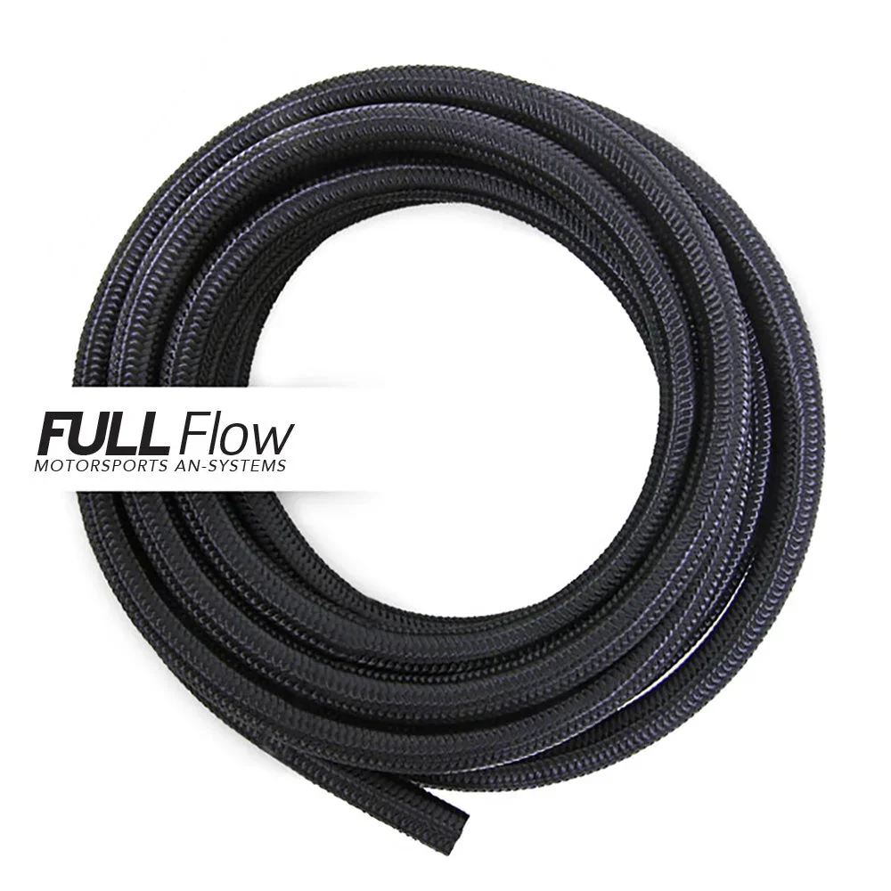 Black nylon braided fuel hose AN-6, Length 2m