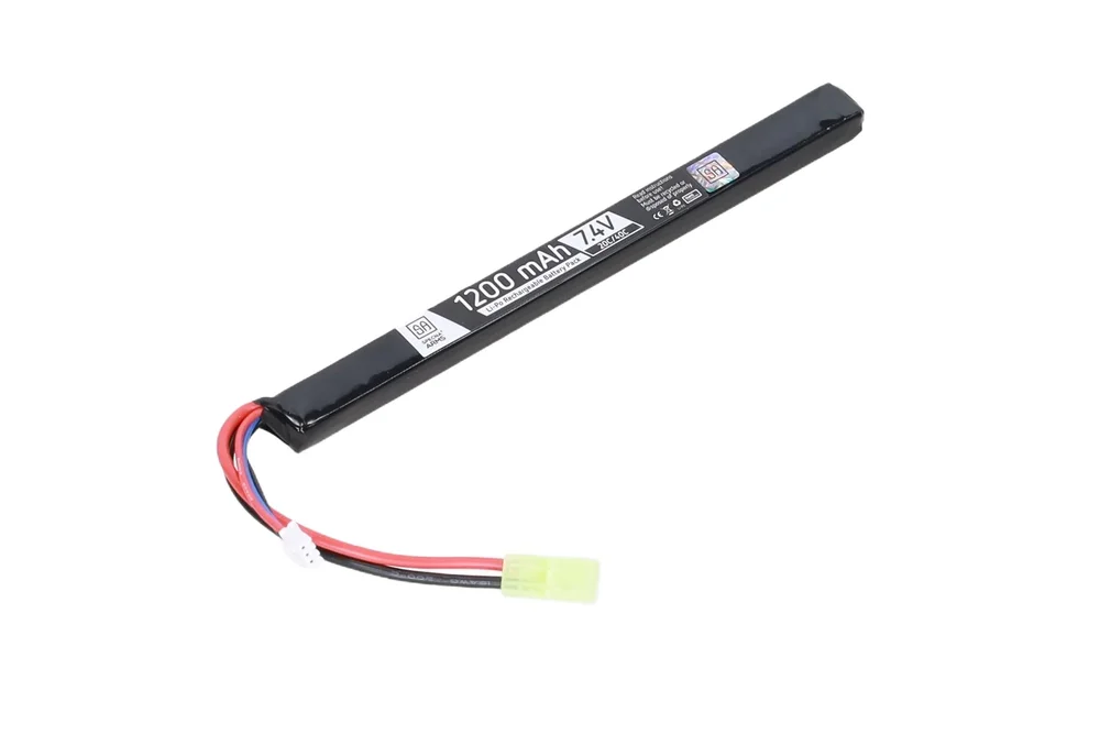 Specna Arms 7.4V 1200 mAh 20/40C LiPo battery under the cover of the Tamiya mini AK replica - Bild 2