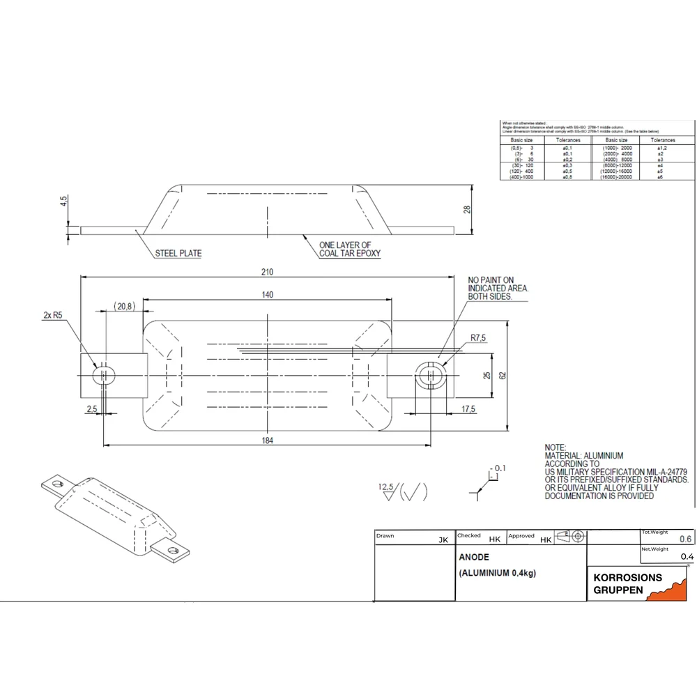 Aluminiumanod KGS© 0,4kg netto, 59463 rev A Målas Aluminiumanod KGS© 0,4kg netto, 59463 rev A Målas