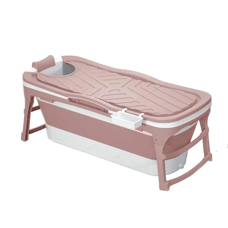 Vikbar badbalja för vuxna med lock XL - 143 cm/rosa - utan fotmassage - Bild 1