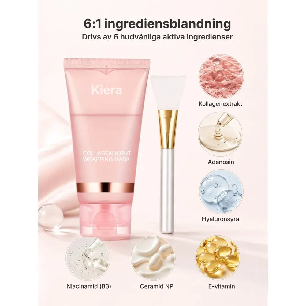 Kiera® Kollagenmask för natten | Din hudvårdsrutin som ger glöd över natten - Bild 2