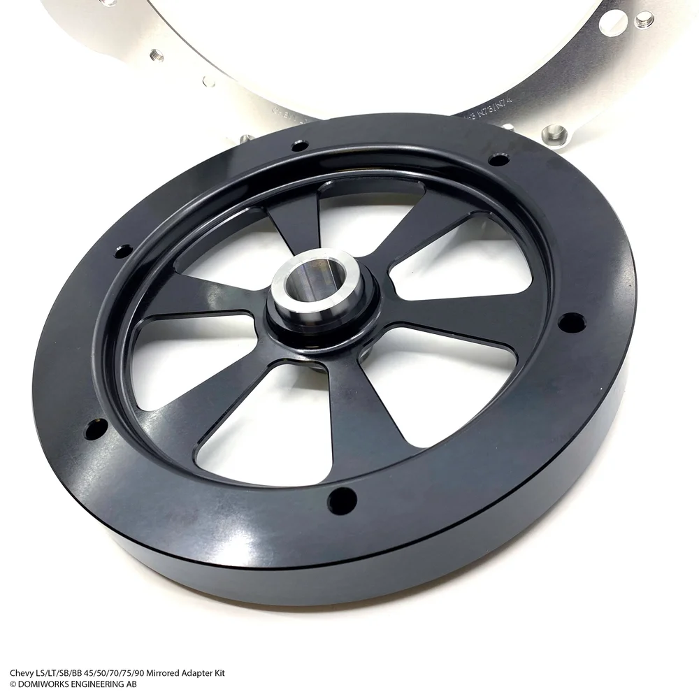 Chevy LS/LT/SB/BB till 8HP 45/50/70/75/90 N57 B57 B58 N63 N73 N74 speglad startadaptersats - Bild 2