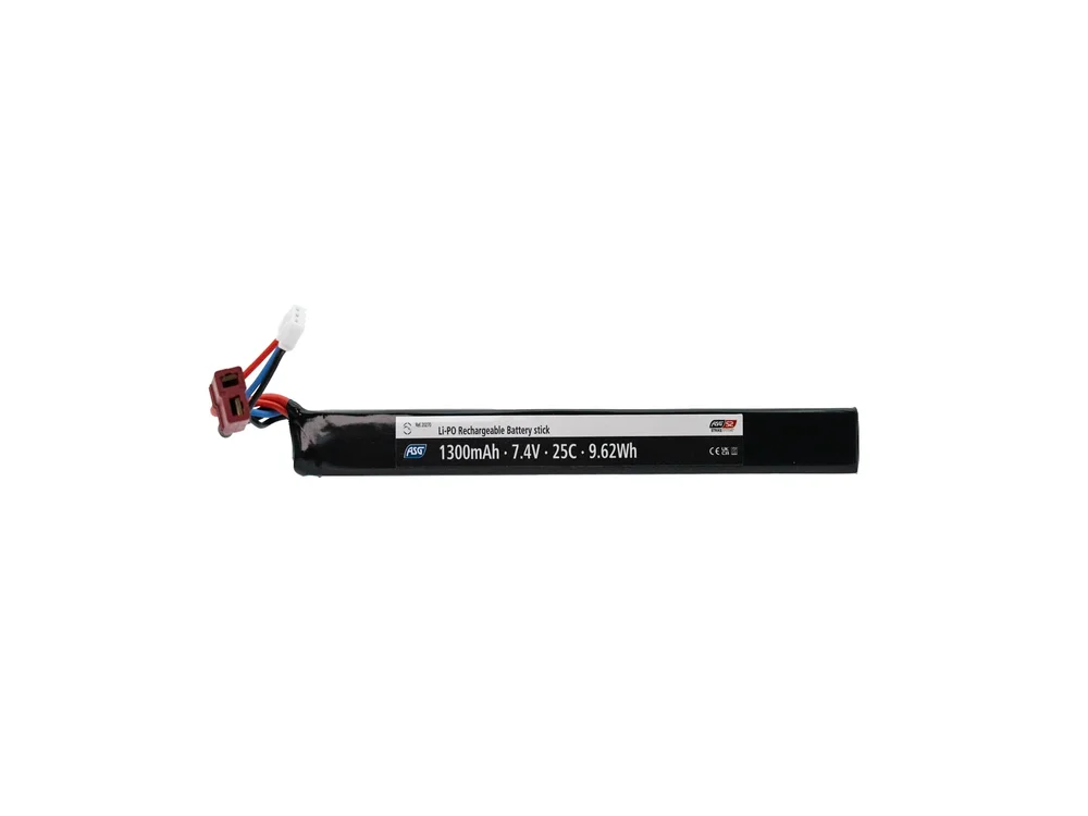 7.4V Li-Po Battery 1300mAh 25C, Single Stick, T-Plug 7.4V Li-Po Battery 1300mAh 25C, Single Stick, T-Plug