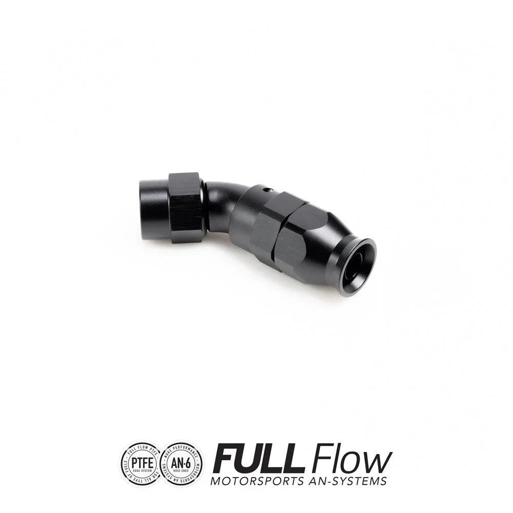 Full flow PTFE hose end fitting 45 degrees AN-6
