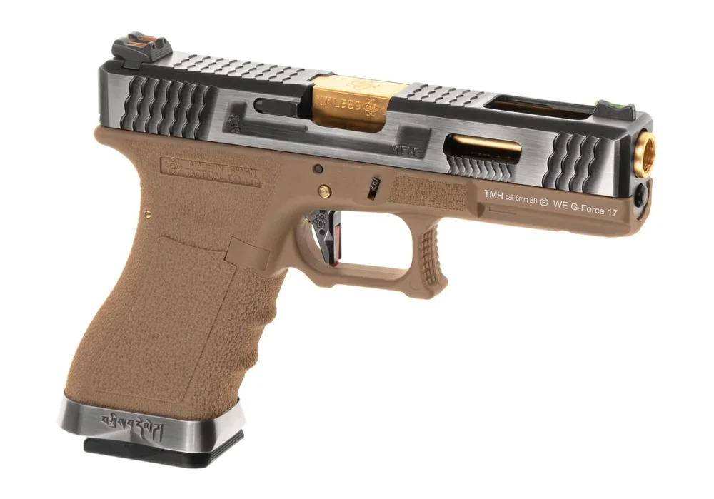 WE G-Force 17 SV Gold Barrel Metal Version GBB – Desert WE G-Force 17 SV Gold Barrel Metal Version GBB – Desert
