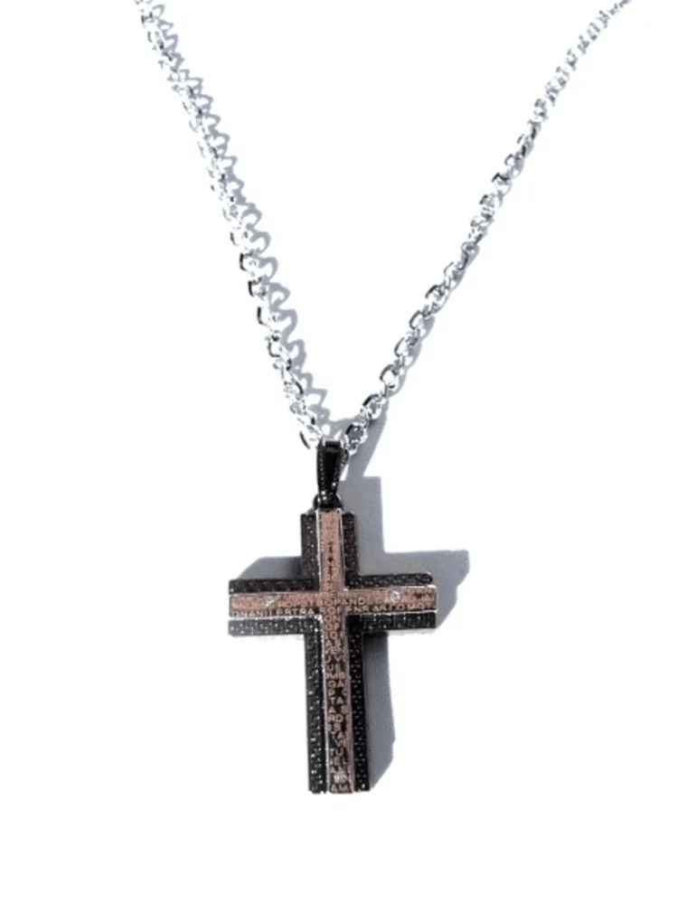 Kors halsband silver med text och vita kristal - Bild 2