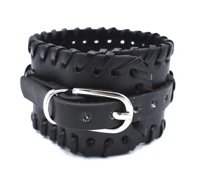 Svart läderarmband mönster - Bild 2