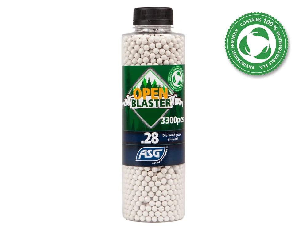 Open Blaster, 0.28g, airsoft bio BB, 3300 stk. flaske Open Blaster, 0.28g, airsoft bio BB, 3300 stk. flaske