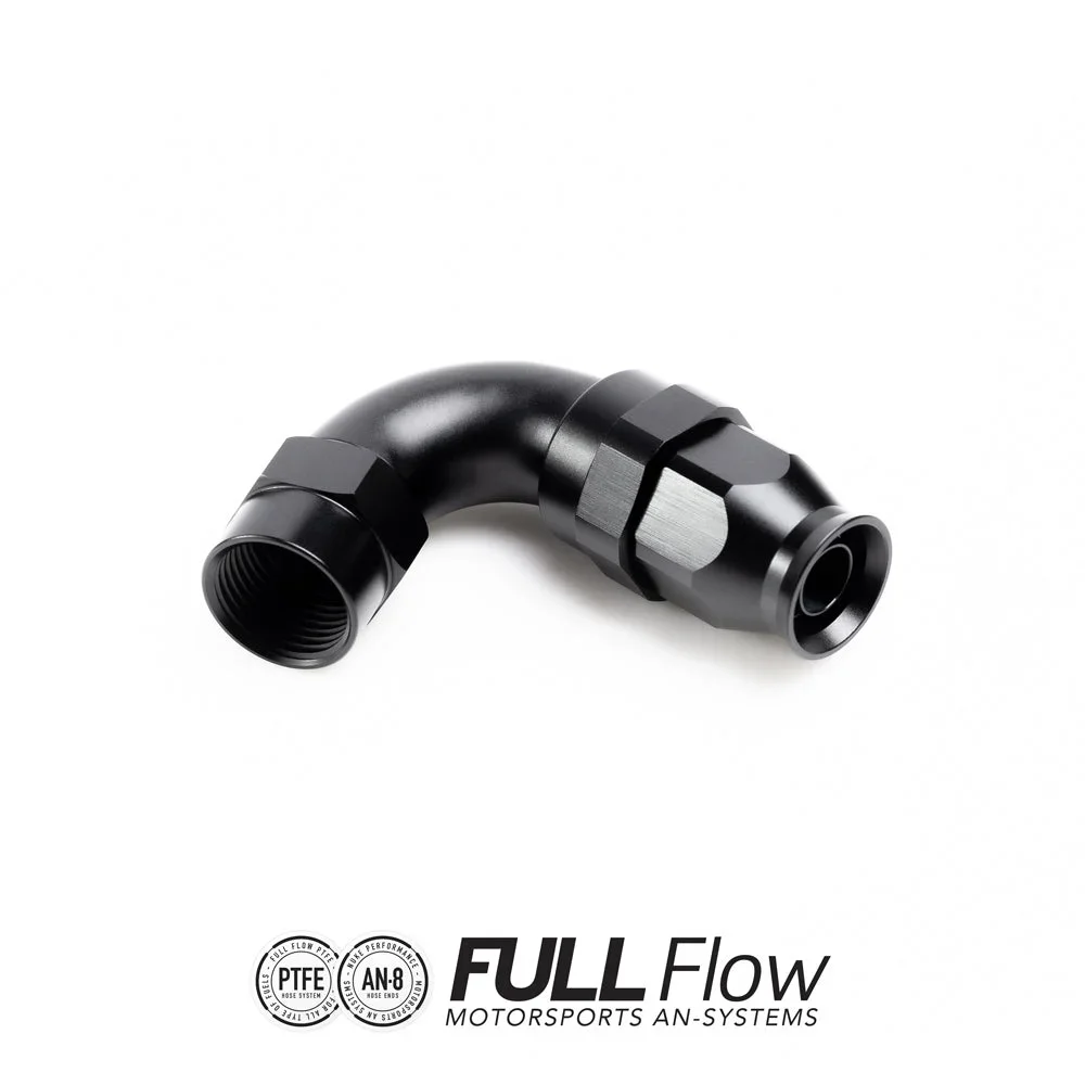 Full flow PTFE hose end fitting 120 degrees AN-8