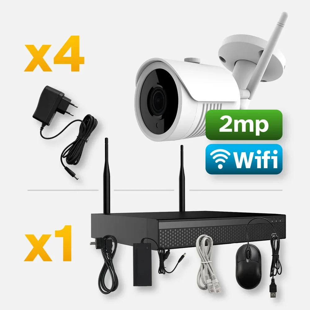 Trådlöst Övervaknings kit 2 MP 4 Kameror Trådlöst Övervaknings kit 2 MP 4 Kameror