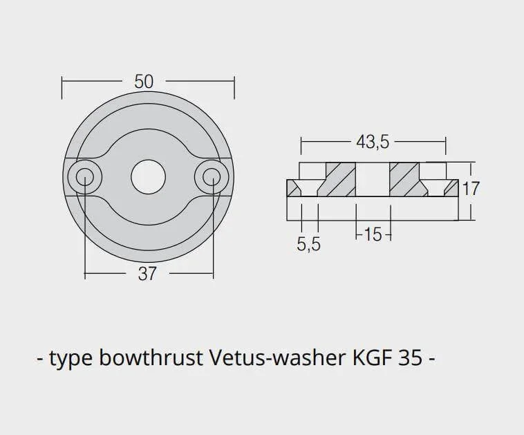 Zinkanod Vetus, bowthrust-washer KGF 35 och 55, BP-1126/ SET0149, 0.149KG/0,33LB, R803506 - Bild 2